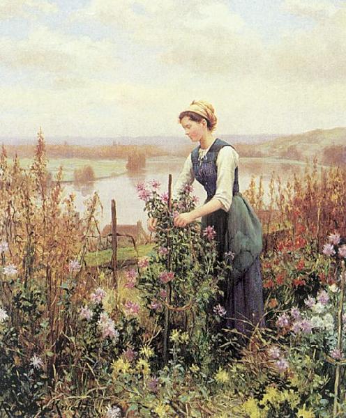 Daniel Ridgeway Knight Arranging Flowers